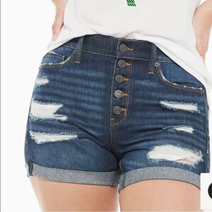 Juniors' Mudd denim jean shorts Destructed Frayed Hem Midi Shorts
5, Dark
